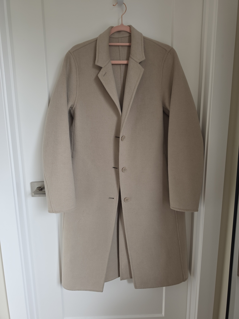 Uniqlo Cream Single-Breasted Wool Coat